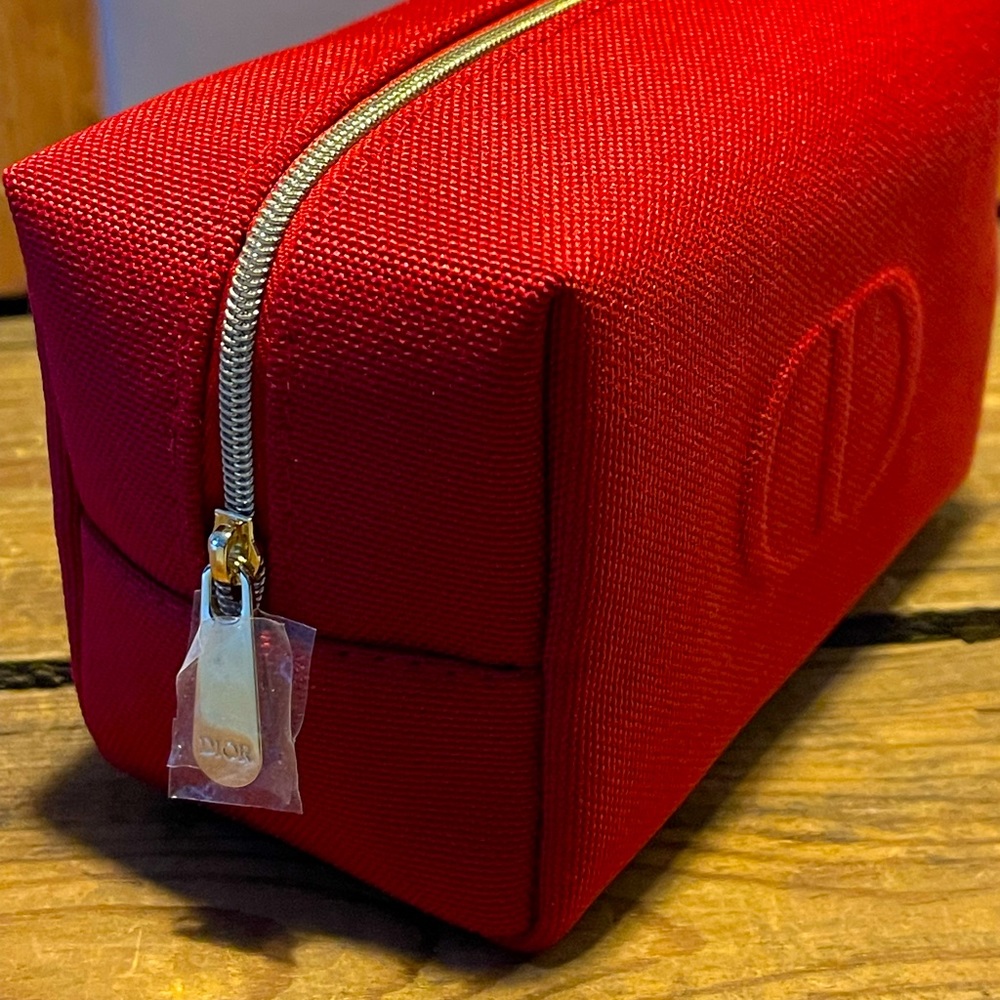 Dior Red Canvas Cosmetic Pouch - Picture 3 of 6